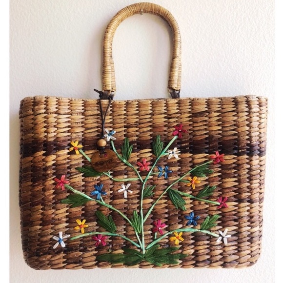 Esprit Handbags - wicker rattan floral esprit handbag